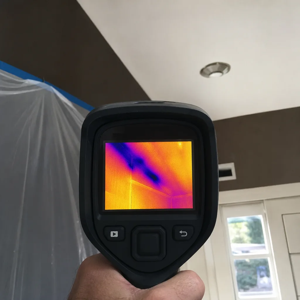 Thermal imaging camera showing insulation gaps during a home energy audit nationwide