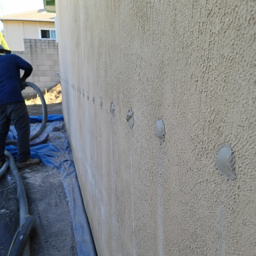 Professional technician performing wall insulation injection on a residential home exterior nationwide